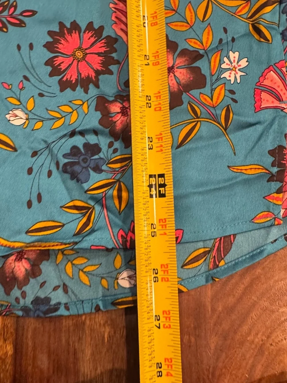 Ann Taylor Loft Satin Pajama Top-Floral-Teal Blue/Pink-Size Small